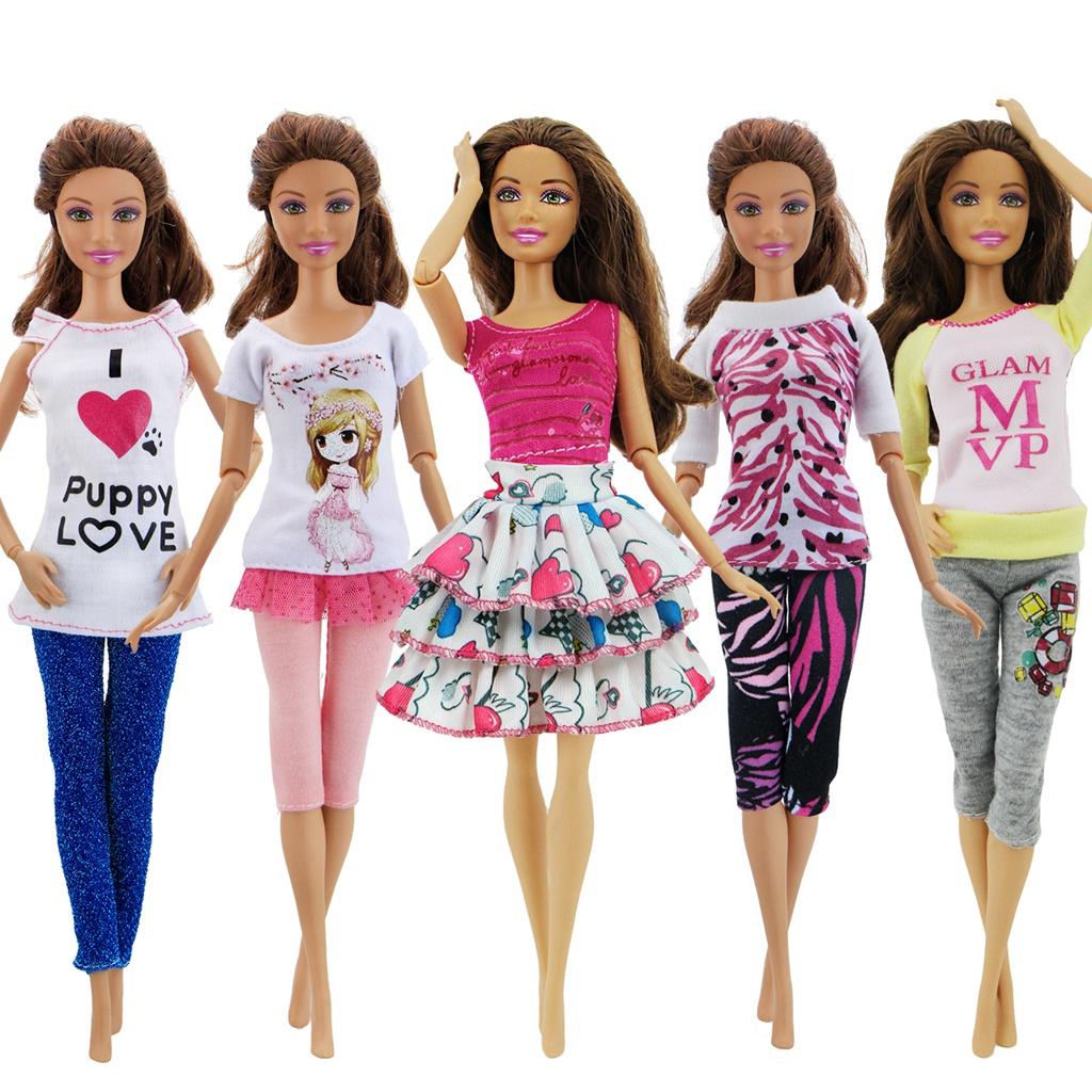 10 Sett Dukkeantrekk til Ken for Barbie-dukker Dukketilbehør Bukser T-skjorte Shorts 1/6 30cm Dukkehus Leke Sett Jenteleke