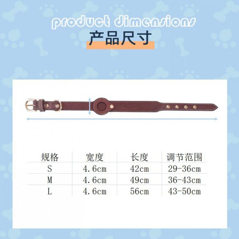 Genuine Leather Dog Collar With AirTag Holder Full Grain Removable Screw S/M Sizes