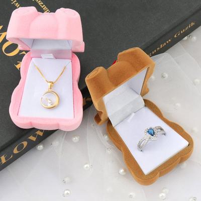 1pc Lovely Velvet Bear Jewelry Box Wedding Ring Box Ring Box