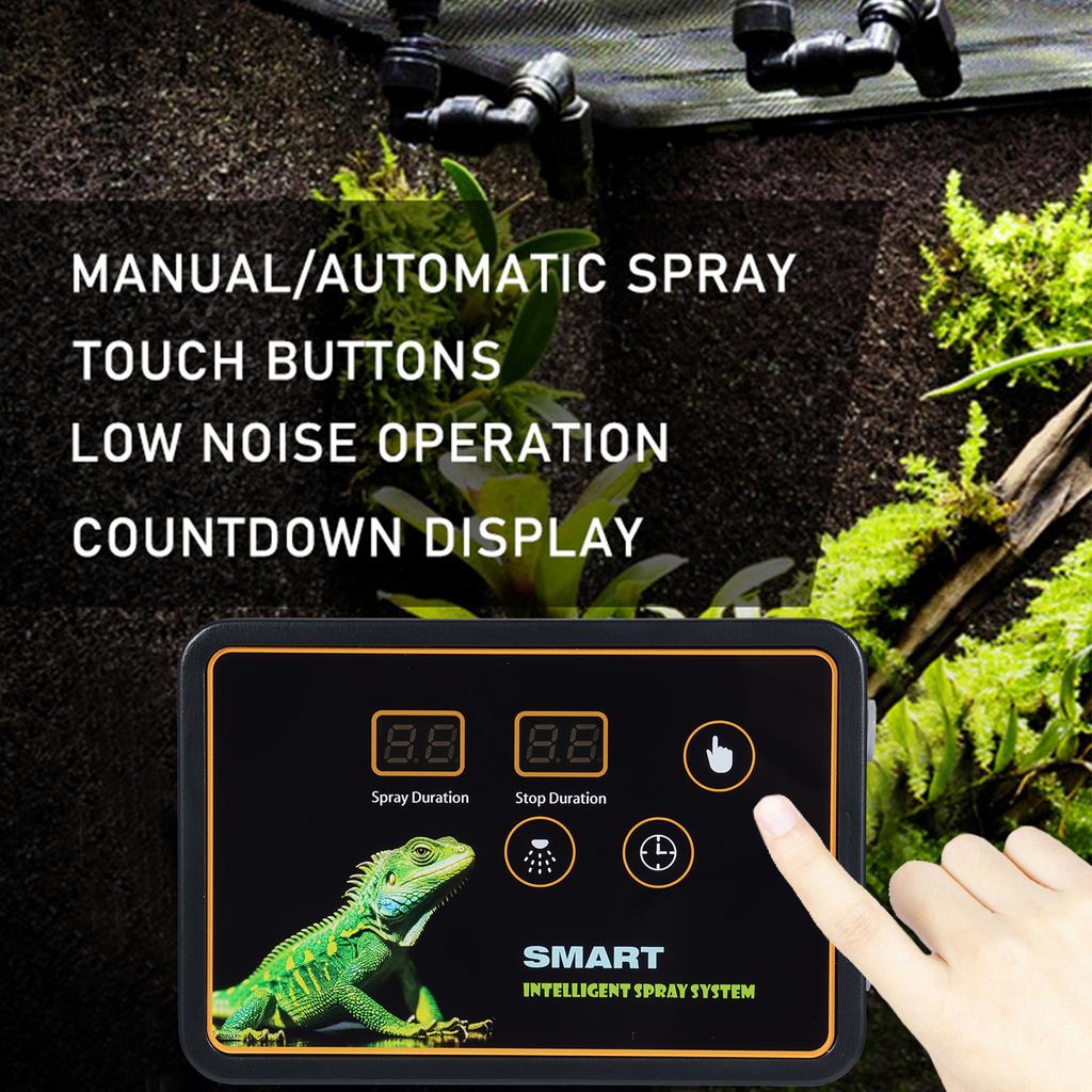 Reptile Smart Misting System Intelligent Spray System 2pcs Spray Nozzles Hook Timed Spray Tank Lizard Snake Turtle Frog Plant