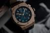 New Model [HYAKUICHI 101] Men's Watch, 100m Water Resistant, Chronograph, Date Display, Leather Strap, Pink Gold and Midnight Blue