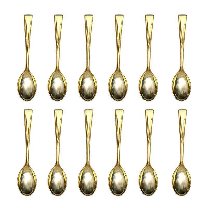 24pcs Plastic Disposable Spoons Golden Mini Spoon Set Plastic Imitate Metal Flatware For Barbecue Party Picnic Kitchenware