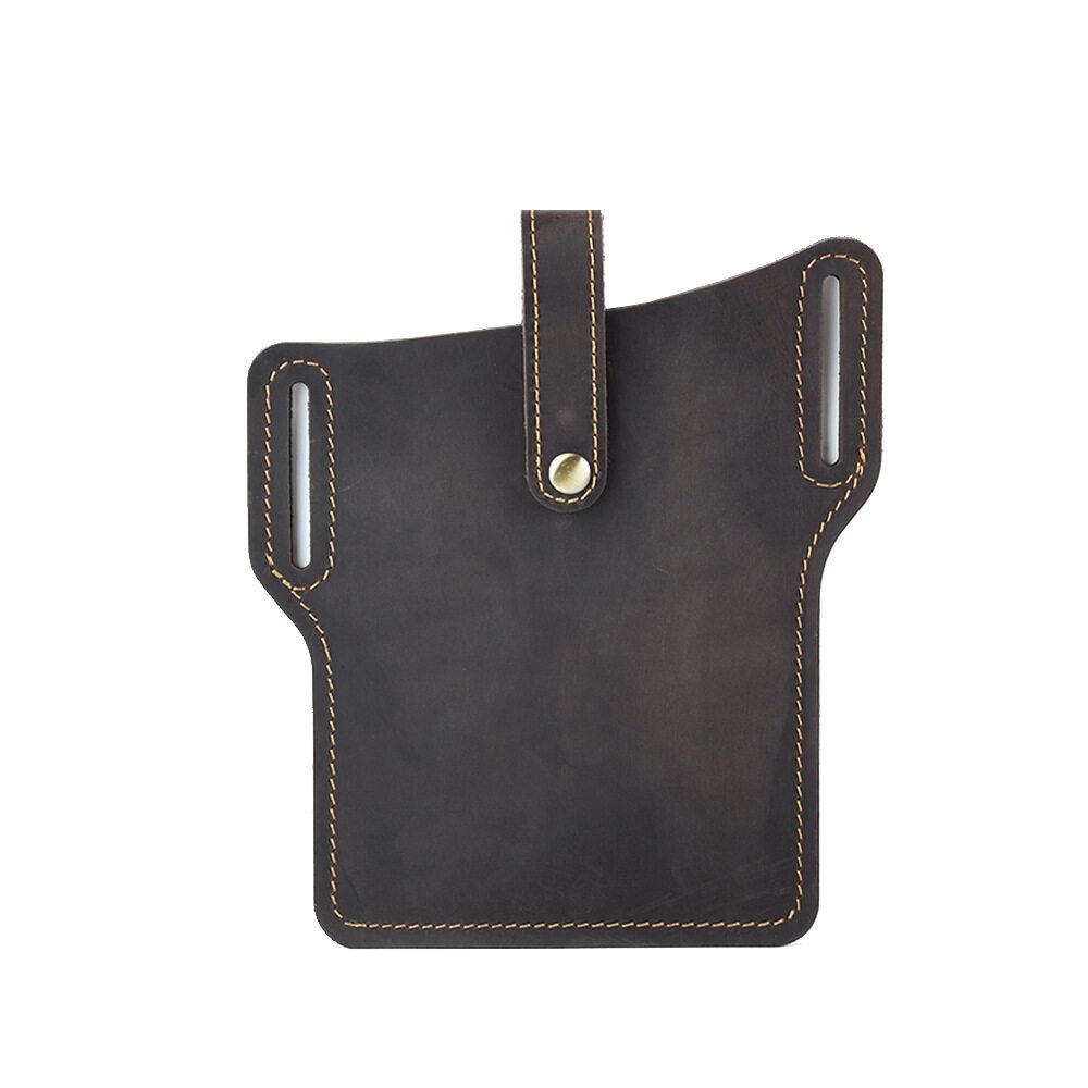 Bumbag Crazy Horse Leather Retro Phone Waist Bag Ultra-thin Men's Belt Hanging Outdoor Sports Tactical Phone Bags Anniversary Gifts