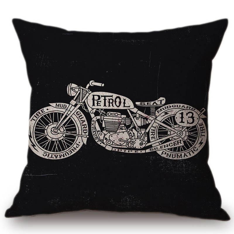 18 черный винтажный плакат для мотоклуба декоративная подушка для дивана крутая ретро подушка для мотоцикла украшение дома прямоугольные автомобильные подушки 45x45cm No Filling 1385₽