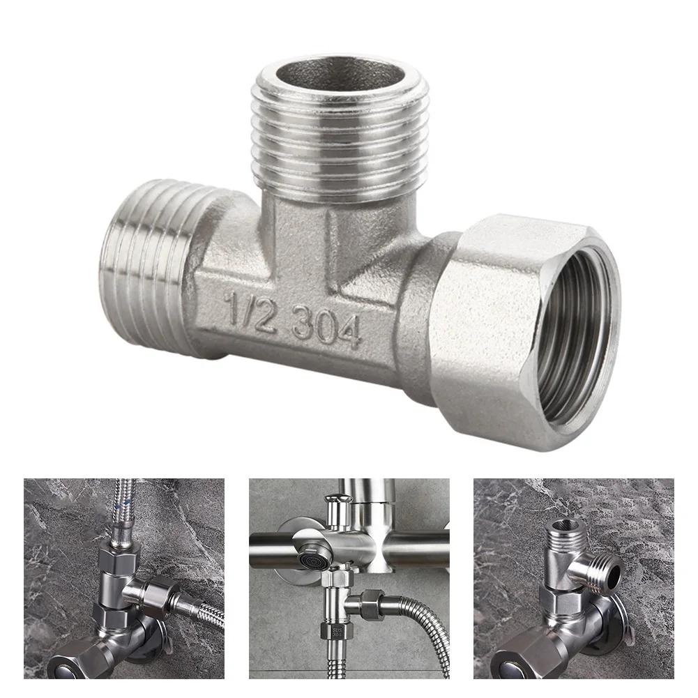 T Adapter 3 Ways Valve/For Diverter Bath Toilet/Bidet Sprayer Shower Head/G1/2 Fitting 4 Points Copper Three-way Water Pipe