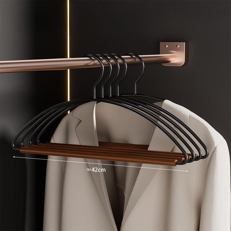Premium Solid Wood And Metal Hangers For Closet, Wide Shoulder Coat Hooks For Home Wardrobe, Durable Wooden Suit Hangers Set