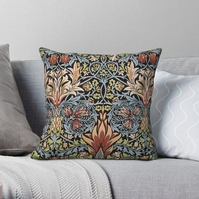 William Morris Floral Crafts Square Pillowcase Polyester Linen Velvet Printed Zip Decorative Car Cushion Cover 45x45