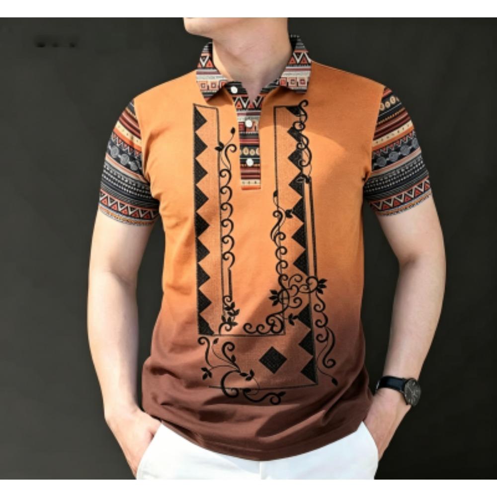 Men's Fashion 10 Color Print Polo Shirt Men's Outdoor Street Short Sleeve Tees Top Summer Home Casual T-shirt Men's and Women's Polo Shirt
