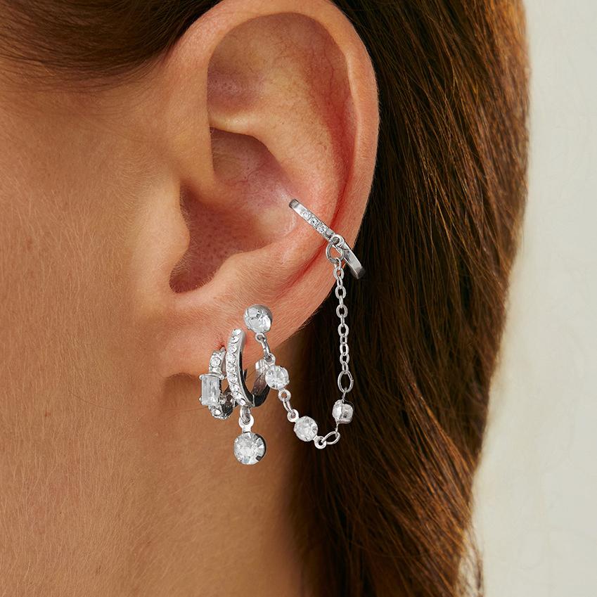 

Exquisite Crystal Tassel Hoop Earrings for Women Luxury Zircon Inlaid Earring Pendant Long Chain Fashion Ear Zircon Accessories