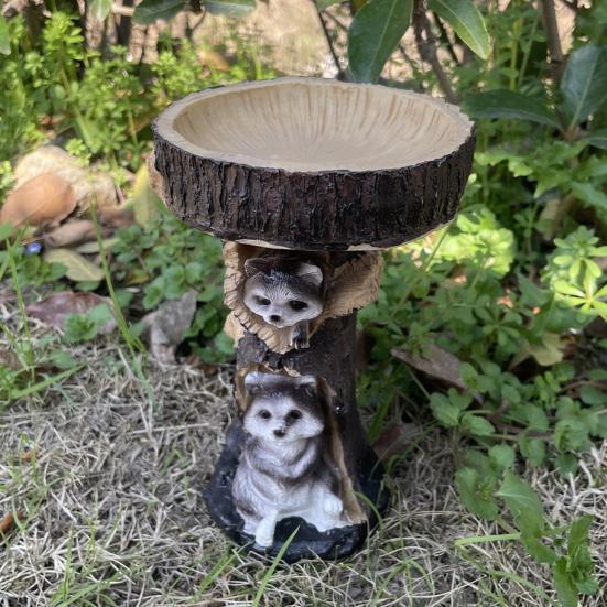 Garden Birds Feeder Resin Statue Outdoor Patio Yard Lawn Free Standing Fairy