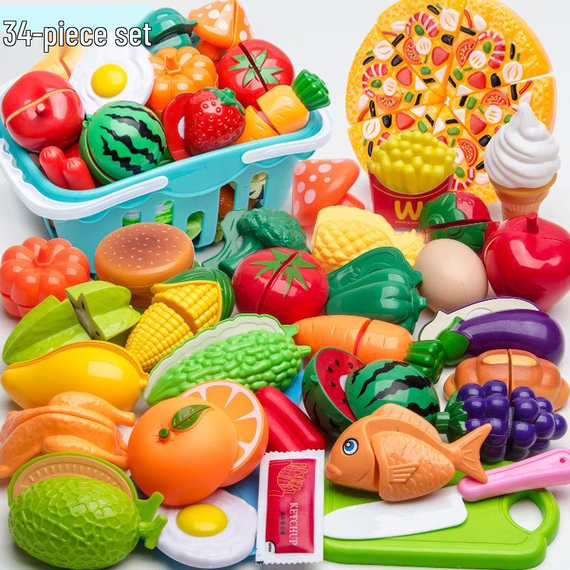 Junior Dollhouse Kitchen Toys: Cuttable Fruits & Vegetables for Kids' Fun