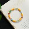 Natural Hetian Jade & Amber Multi-Gem Bracelet with 925 Silver and Southern Red Agate Beads