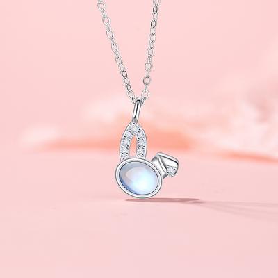 Rabbit Stainless Steel Necklace Women's Light Luxury Micro-inlaid Zircon Niche Collarbone Chain