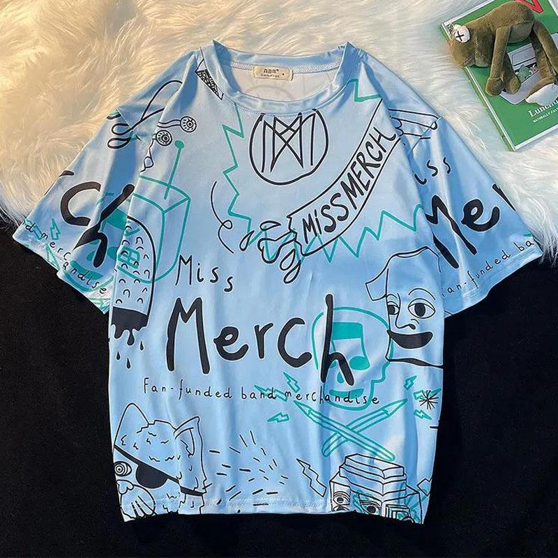 Футболки High Street, трендовые футболки с принтом граффити в стиле хип-хоп, летние повседневные рубашки большого размера с круглым вырезом и короткими рукавами, мужская одежда XXXL небесно-голубой