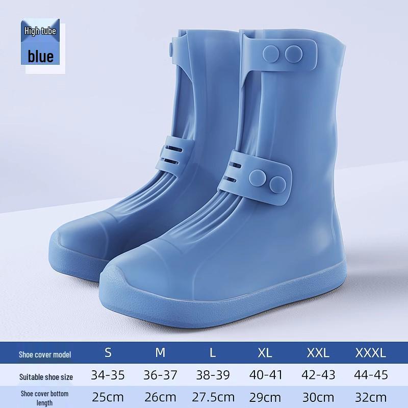 Waterproof Non-Slip Rain Boots: Thickened Silicone Shoe Covers for Men, Women, and Kids - Wear-Resistant, High-Top Design for Rainy Days.