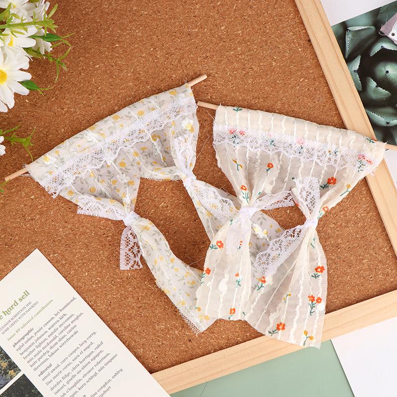1Pc 1:12 Dollhouse Miniature Daisy Flower Curtain Lace Curtain House Furniture Model Decor Toy Doll House Accessories