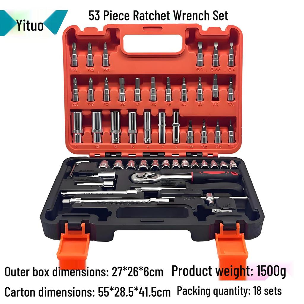 151-Piece Black Chrome Vanadium Steel Socket and Auto Repair Tool Set