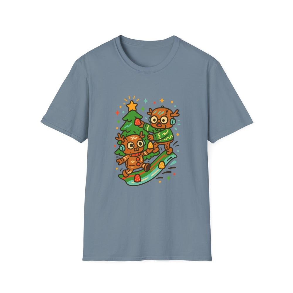 

Unisex Softstyle T-Shirt Gingerbread Robots Tree Funny Whimsical Christmas 2XL