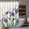 Floral Iris Shower Curtain, Vibrant Pink & Purple Design, High-Quality Polyester, Easy Slide, All Seasons Bath Decor