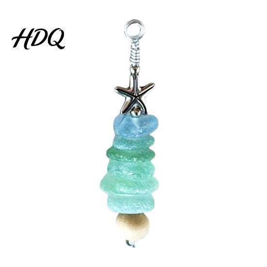 Ocean Themed Holiday Hanging Decor Sea Glass Tree Ornament Handmade Starfish Beach Lover Gift for Family Decoration Coastal Style Pendant Christmas