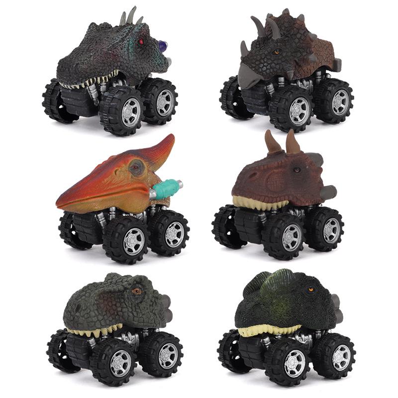 Children's Educational Dinosaur Pull-back Toy Cars - 6 Styles, Hand-painted, Off-road Simulation Models