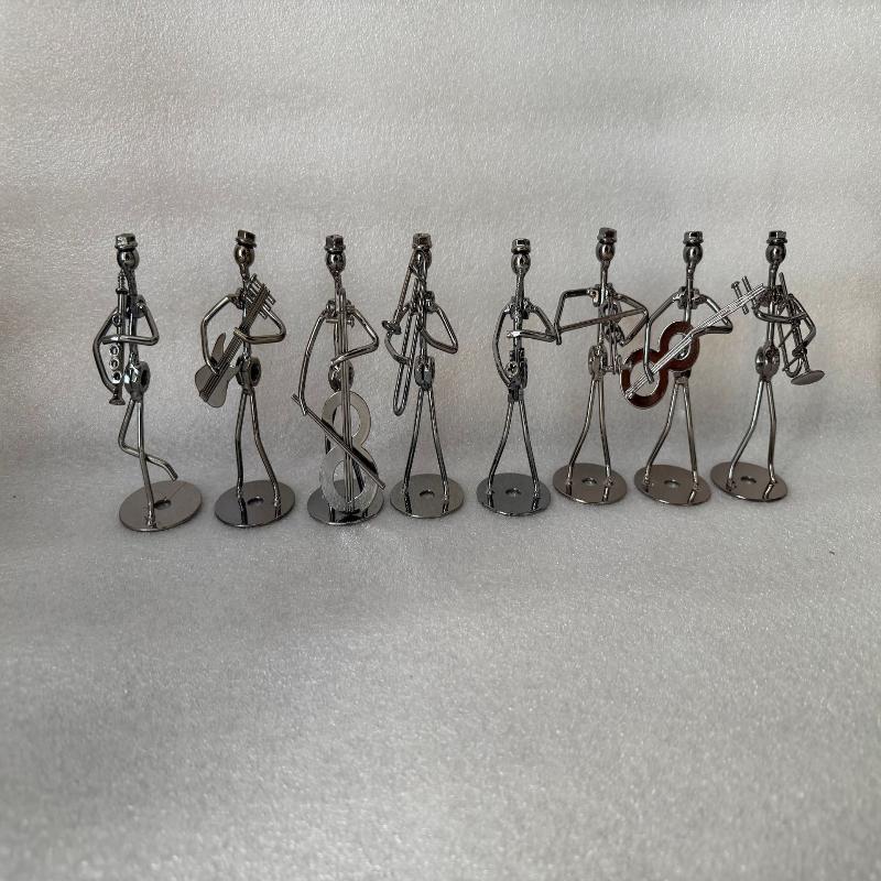 Retro Ironwork Band Ornament Metal Electroplating Mini Music Minimalist Guitar Violin Decoration Handicraft Classical Gift