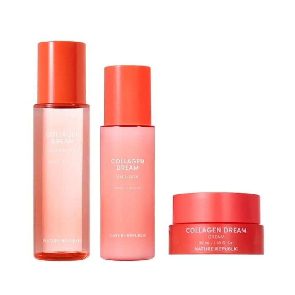 Начало упругой кожи Набор из 3 предметов Nature Republic Collagen Dream (Бустер для кожи 150 мл + Эссенция 40 мл + Крем 50 мл)