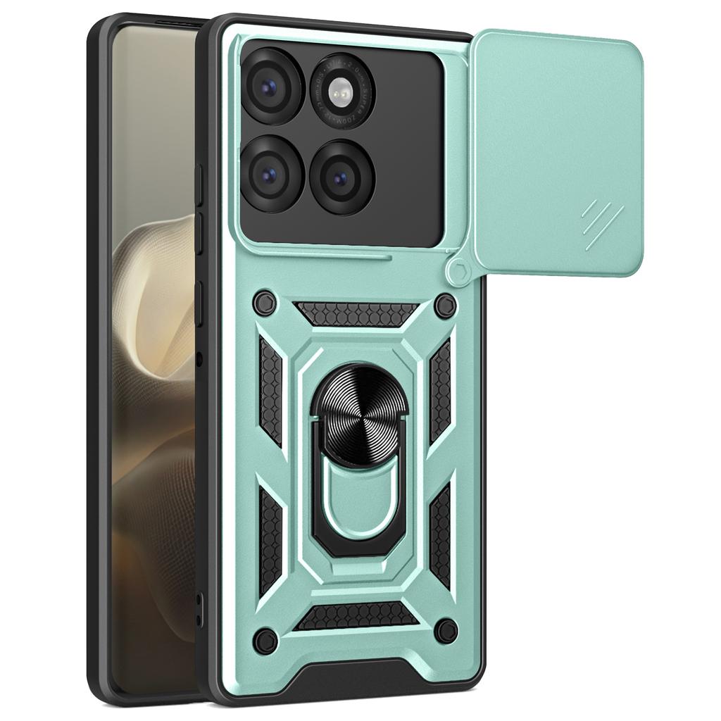 For Motorola Edge 60 Pro 5G Case with Slide Camera Lid PC+TPU Kickstand Phone Cover