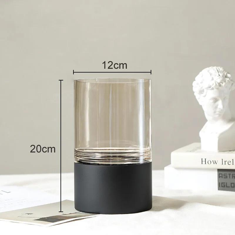 Позолоченная стеклянная ваза Простота Прозрачные цветочные горшки Декоративная цветочная композиция Настольное украшение Гидропоника Цветочные вазы