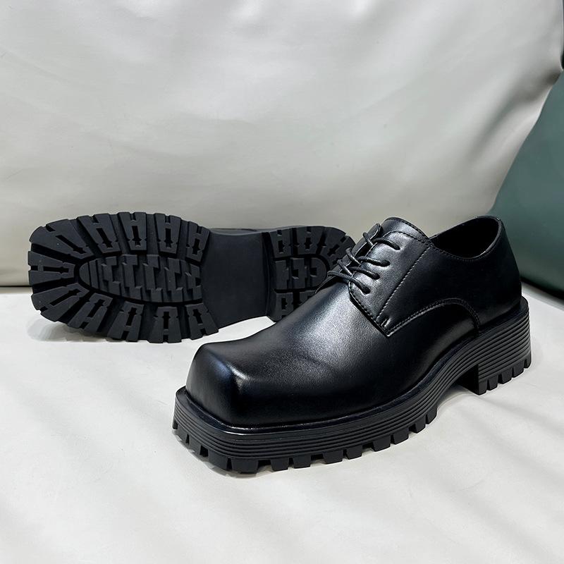 New Modelsquare Head Leather Shoes Summer Trend Platform Casual Derby Shoes Men'S Japanese Niche Design Men'S Shoes 36721-T