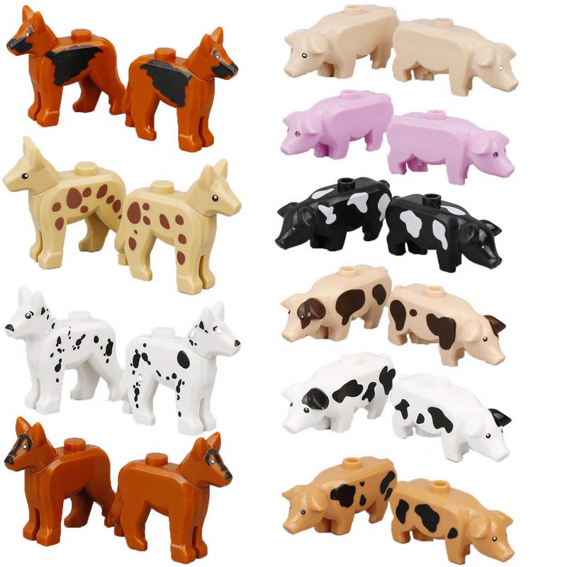 MOC Stadt Mini Süßes Tier Bär Schaf Ziege Huhn Hund Schwein Familie Bauernhof Bausteine Zubehör Kinderspielzeug Weihnachtsgeschenk