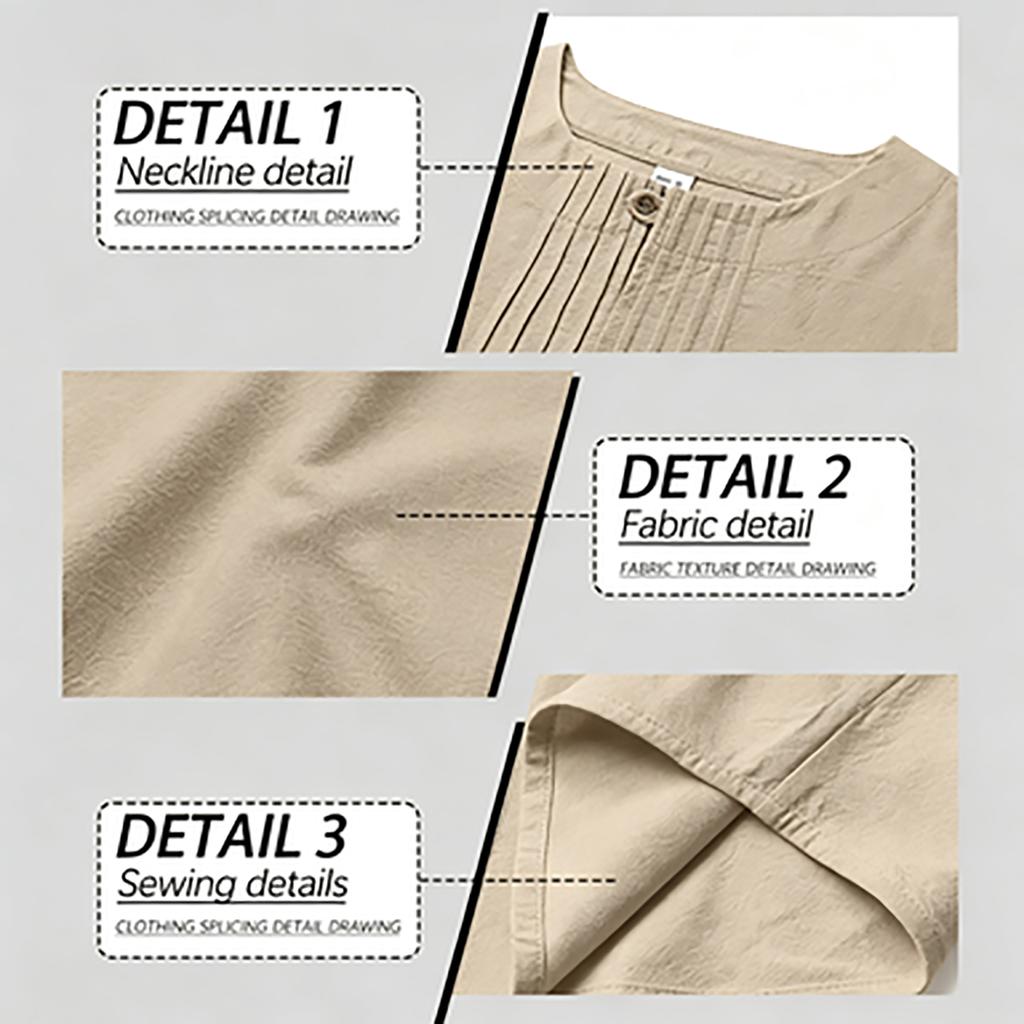 Men's Color Round Neck Long Sleeve Loose Fit Pullover Casual Cotton Linen Top