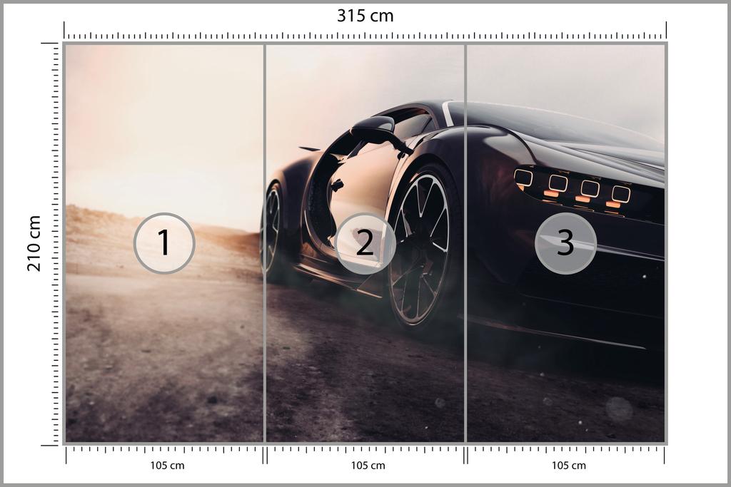 Photomural Sport Car In The Desert Washable Fleece 315x210