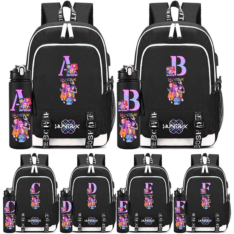 2Pcs/set Cartoon Backpack Large Capacity Bookbag With 750ml Water Bottler Laptop Student Boy Girl School Bag Travel Bag Kid Gift