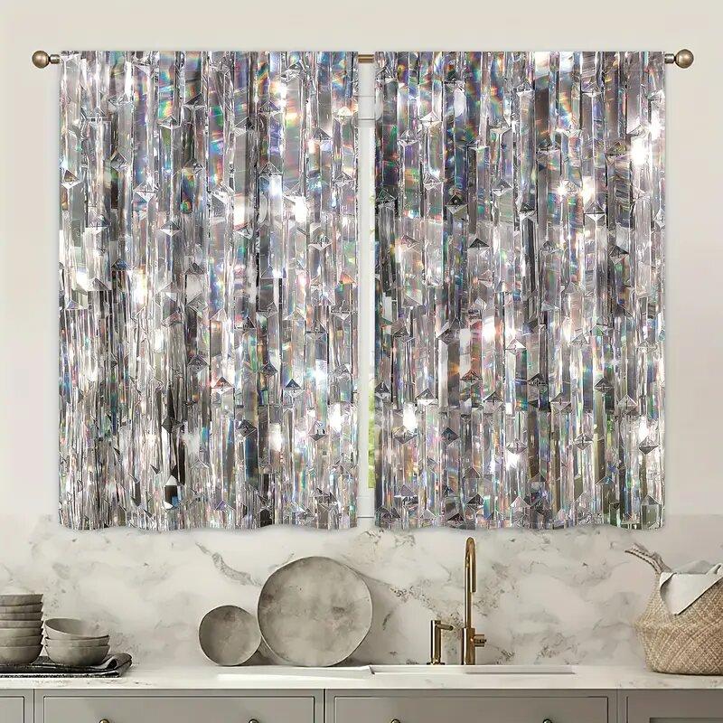 Colorful Crystal Pattern Printed Curtains   Bedroom and Living Room   Home Decoration   Room Decoration