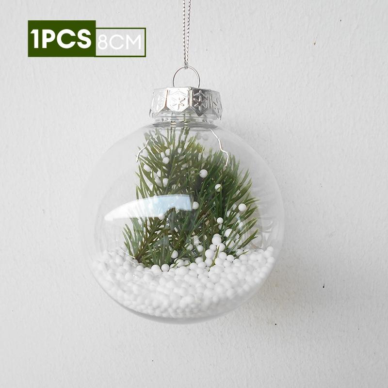 1~8pcs Clear Plastic Christmas Ball Ornaments Xmas Tree Hanging Pendant 2025 Christmas Home Decoration Gifts
