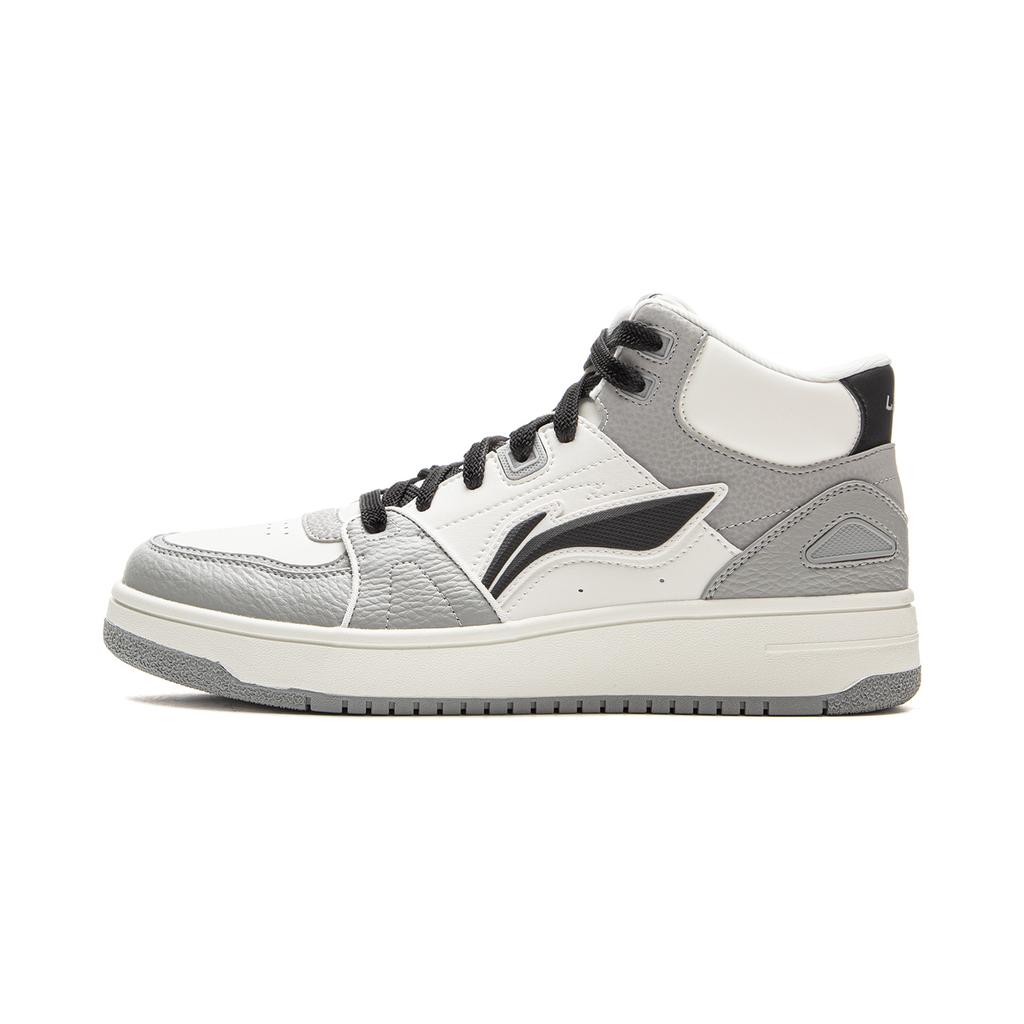 New LiNing Tianji HI Slip Resistant Abrasion Resistant Mid top Skateboard Shoes Men's Light Gray AGCV339-2