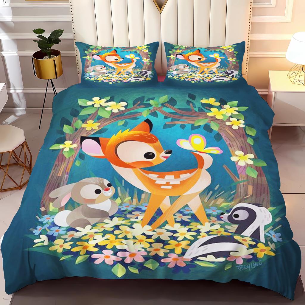 Bambi Anime Casa Camera da Letto Coperta Materiale in poliestere nordico adatto a bambini e adulti set da 3 pezzi