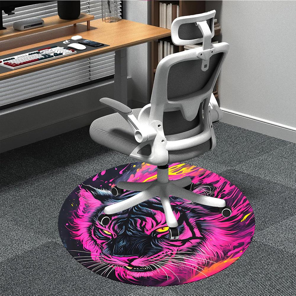 

1pc Tiger Print Chair Carpet for Office, Non-slip, Soft and Durable Leisure Rug, Perfect for Office, Living Room yy251103121 80cm by 80cm