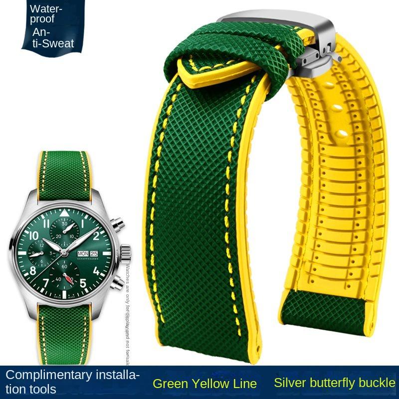 20mm 22mm 23mm 24mm Nylon Rubber Bottom Waterproof Watch Band for Longines IWC Pilot Mark 18 Seiko Omega Series Watchband Strap