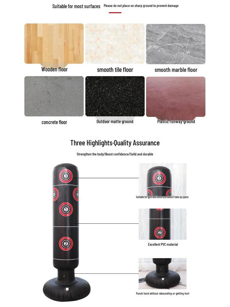 Aufblasbarer Boxsack für Kinder & Erwachsene - Box-Stehaufmännchen Entlüftungssäule