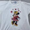 Vintage Disney Minnie Mouse Raglan Jersey T-Shirt XS/Small White Hearts USA 80s