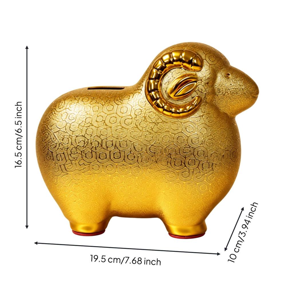 Sheep Change Bank with Embossed Pattern Textured Finish Ornament Compact for Entryway, Living