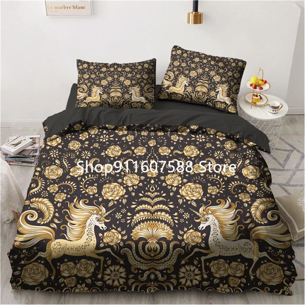 Black Gold Bedding Set Luxury Duvet Cover Sets 3d Moon Dream Catcher Comforter Cover Set Cute Bed Set For Adult