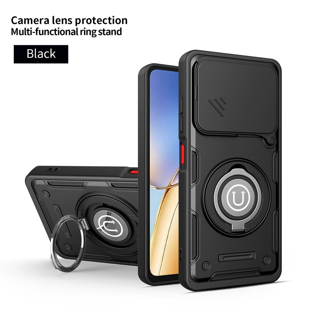 Supporto Magnetico per Auto Compatibile Custodia Protettiva Armor Per ZTE Blade A56 Supporto ad Anello Rotante a 360° Copertura Protettiva Anti-Caduta con Copri Obiettivo Scorrevole