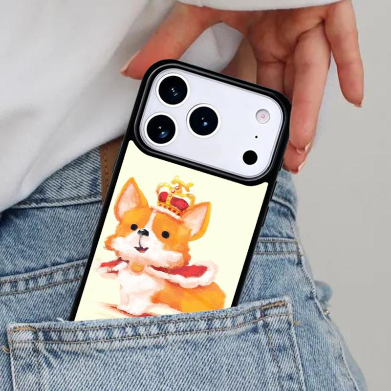 Cartoon Corgi Dog soft Phone Case for iPhone 16e 15 14 13 12 17 Pro Max Plus Air 17pro Cover Coque