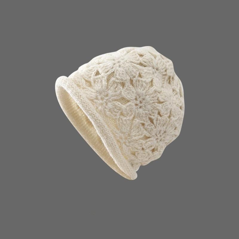 Häkelblumen-Damenmütze Gestrickte Damenmütze Multifunktionale Tragbare Kopfdekorationen für Drinnen, Draußen, Reisen, Camping