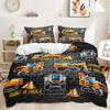 Three-Piece Bulldozer Large Truck Quilt Cover Two-Piece Bedding Kit