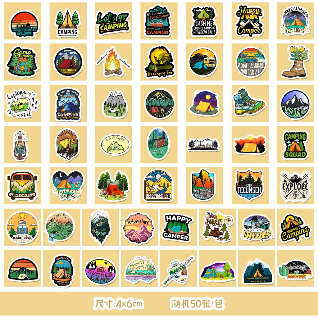 50/100 Outdoor Camping Graffiti Stickers Mobile Phone Guitar Decoration Waterproof Stickers DIY Hand Account Stickers