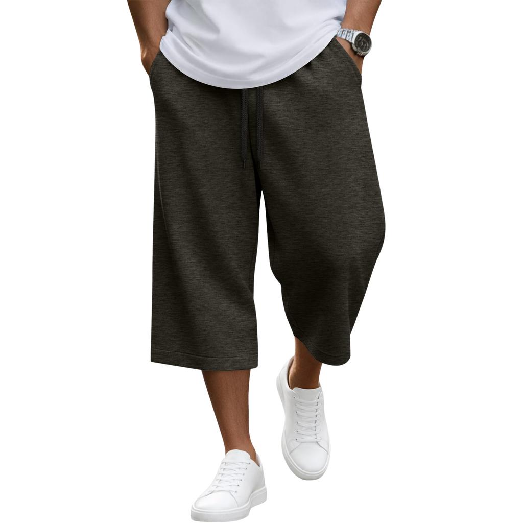Men Drawstring Waist Casual Loose Fit Knee Length Shorts Lightweight Breathable Fabric Relaxed Style for Everyday Wear